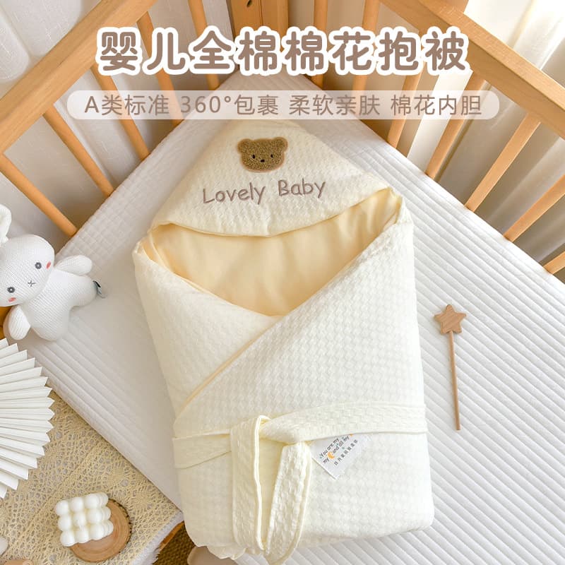 Newborn Pure Cotton Autumn/Winter Swaddle, Thickened Outing All-Season Universal Windproof Swaddling Cloth