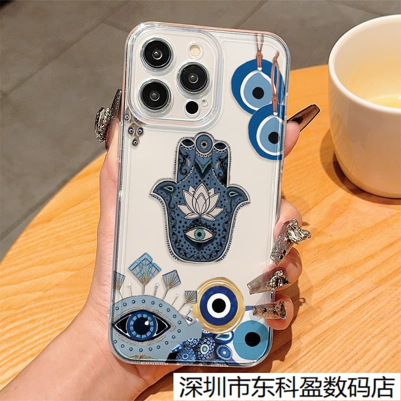 European and American Style Personalized Blue Eyes Compatible with iPhone 15 Shockproof 14/13 Apple 16 Pro Max Phone Case 12/11