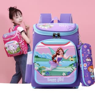 Cross-border Elementary School Backpack 2-Piece Set PC Hard Shell Cute Cartoon Fully Opening Space Backpack Direct Supply
