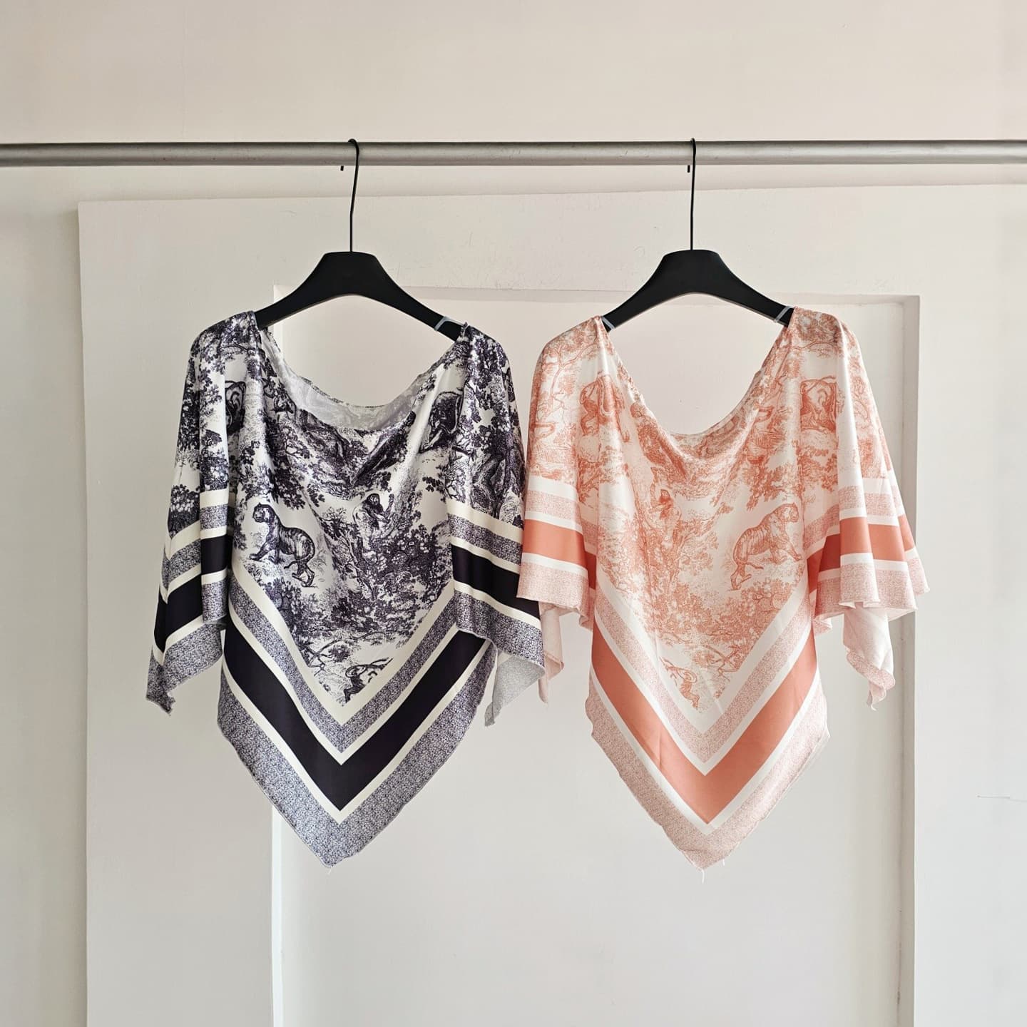 French Old Money Ink Wash Chiffon Cape Blouse Women Loose Elegant Resort Casual Off-Shoulder Top