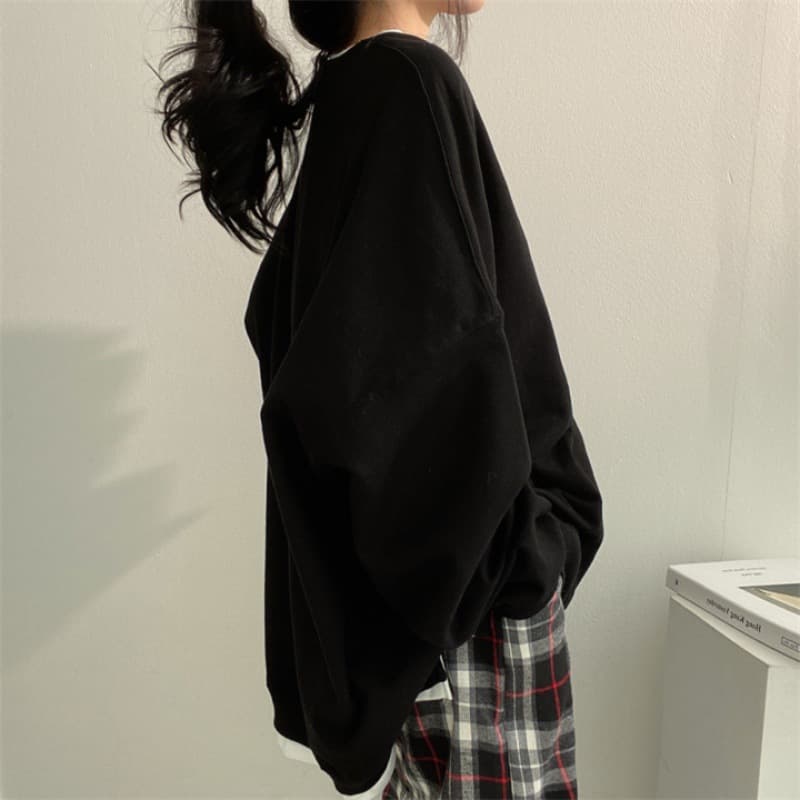 Wholesale Cotton Two-in-One Hoodie Women Loose Korean Style Oversized Casual Student Spring Autumn Pure