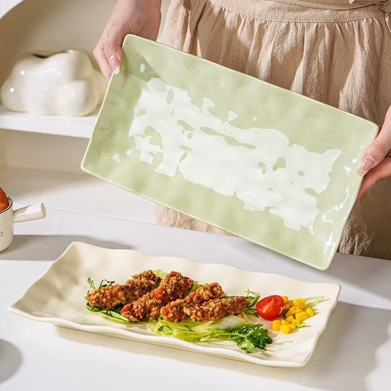 2025 Fish Plate, Cream Style Ceramic Fish Plate for Home, Sushi Plate, Creative Solid Color Breakfast Plate, Large Vegetable Plate, TikTok