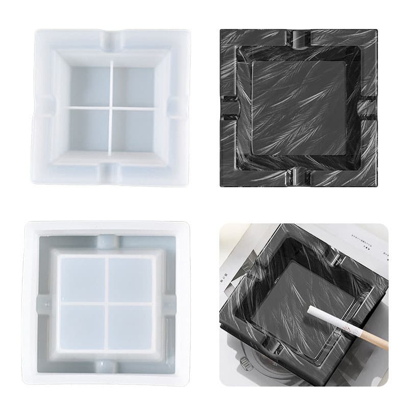 Yumeiren DIY Crystal Epoxy Ashtray Mold Simple Geometric Ashtray Office Storage Box Silicone Mold