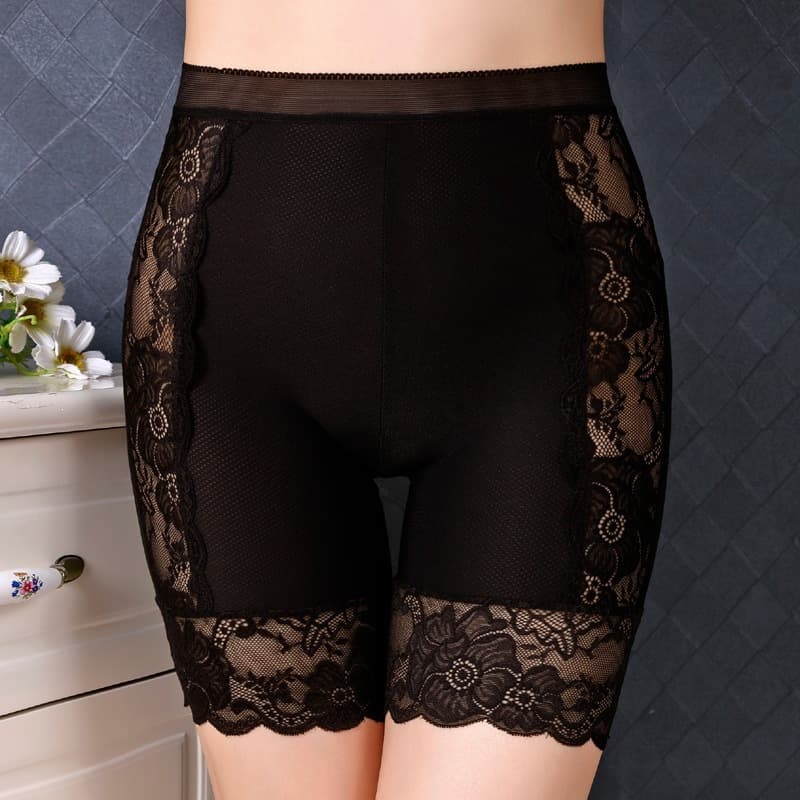 8972 Hollow Lace-Trim High-Waist Safety Shorts Plus Size 3XL Cotton Crotch 200 Jin
