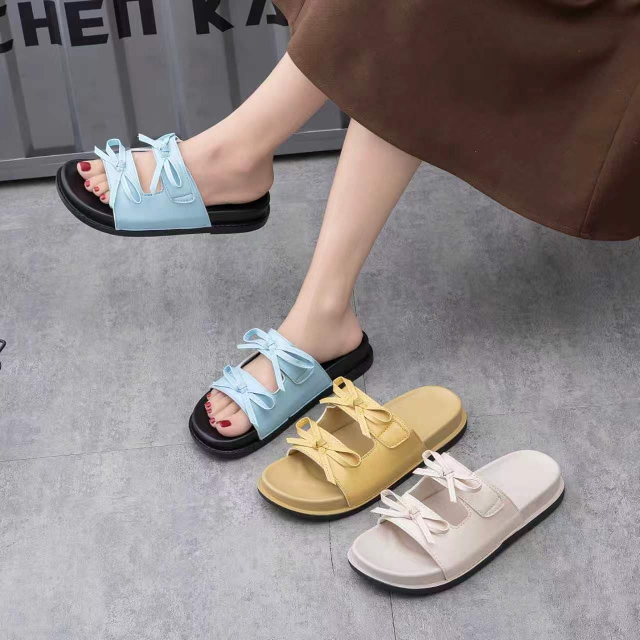 New PU Sandals 2026 Women's Summer Outdoor Thick Sole Slide Sandals Beach Shoes Casual Fashion Women's Shoes