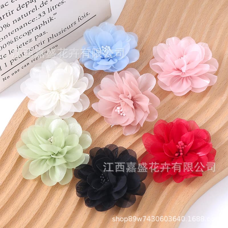 Simulated bright gauze curling flower handmade diy hairpins clothing accessories home living room decoration accessories shooting props