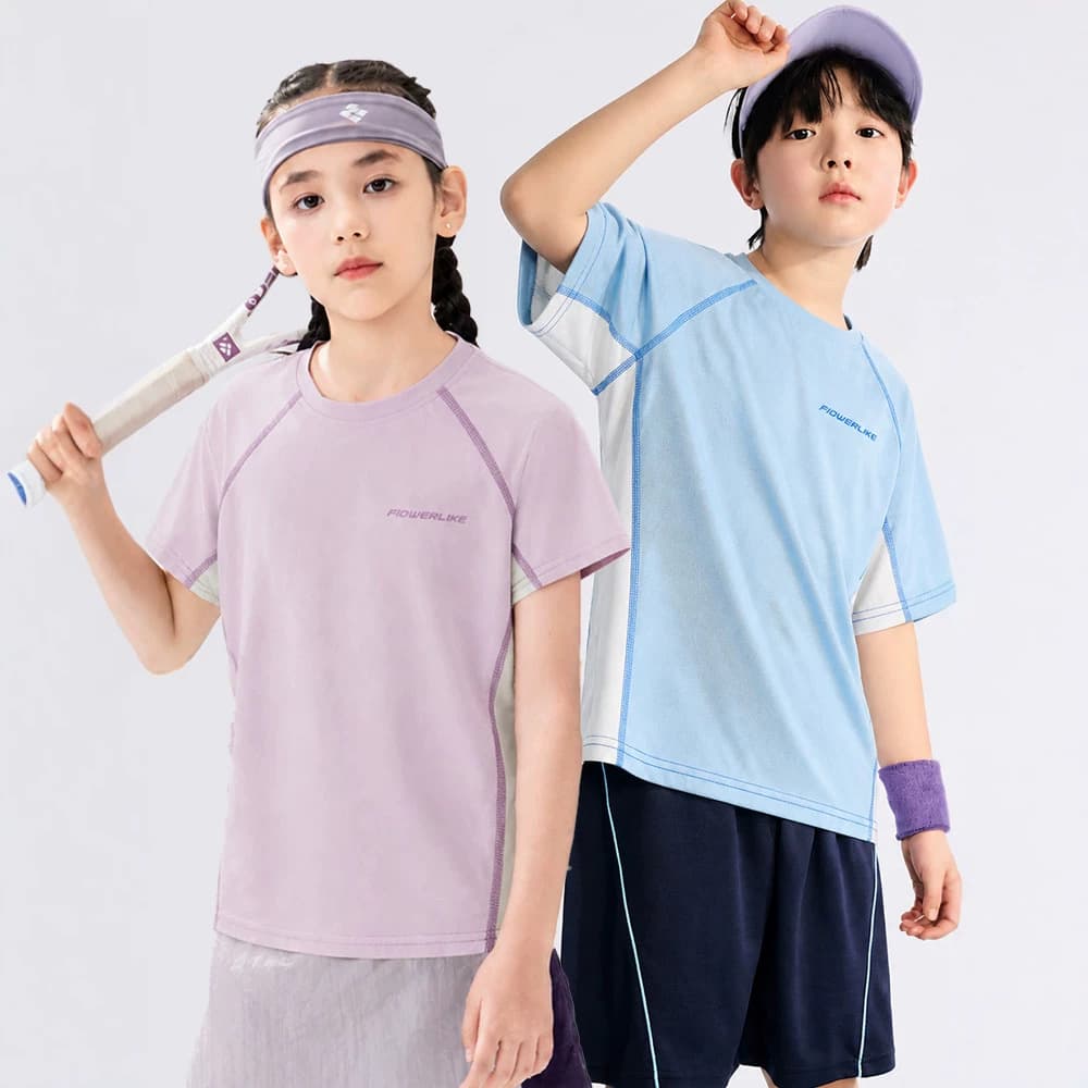 Boys' Quick-Dry Clothing, Children's Short-Sleeve T-Shirts, Youth Badminton Sportswear, Kids' Sun Protection Clothing for Small and Medium Sizes, Summer