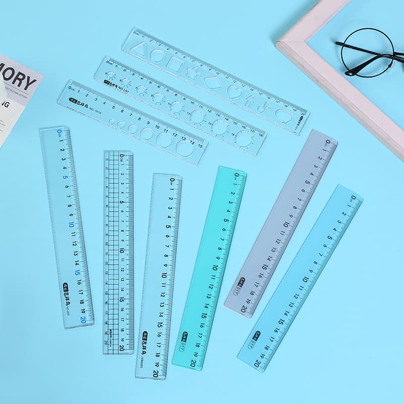 Multi-size acrylic ruler, flexible ruler for drawing and measuring, student stationery learning plastic ruler in stock