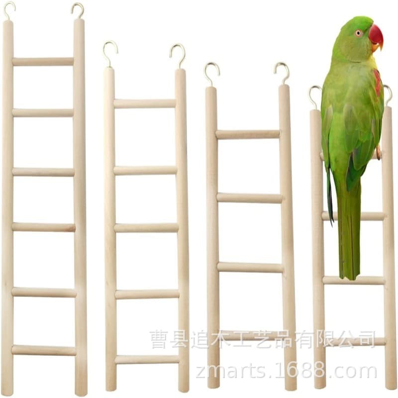Parrot Toy Accessories Swing Ring Ladder Climbing Rope Wooden Perch Bird Cage Ladder
