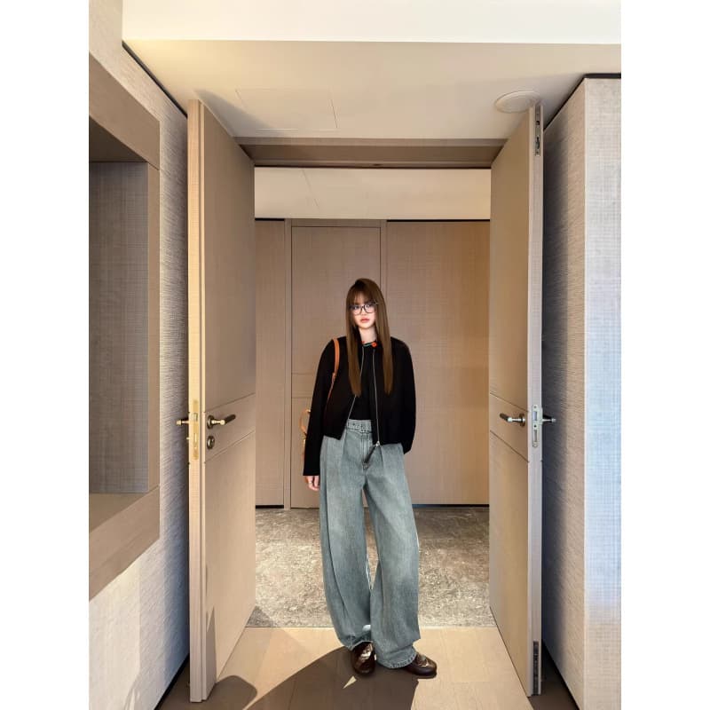 Shenzhen Nanyou high-end original order factory private channel LW 25 autumn/winter vintage washed high-waist wide-leg jeans