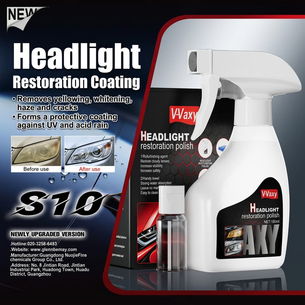 Car Headlight Restoration Kit, Strong De-yellowing and Brightening, Headlight Shell Polishing Agent and Cleaner, Export Combination