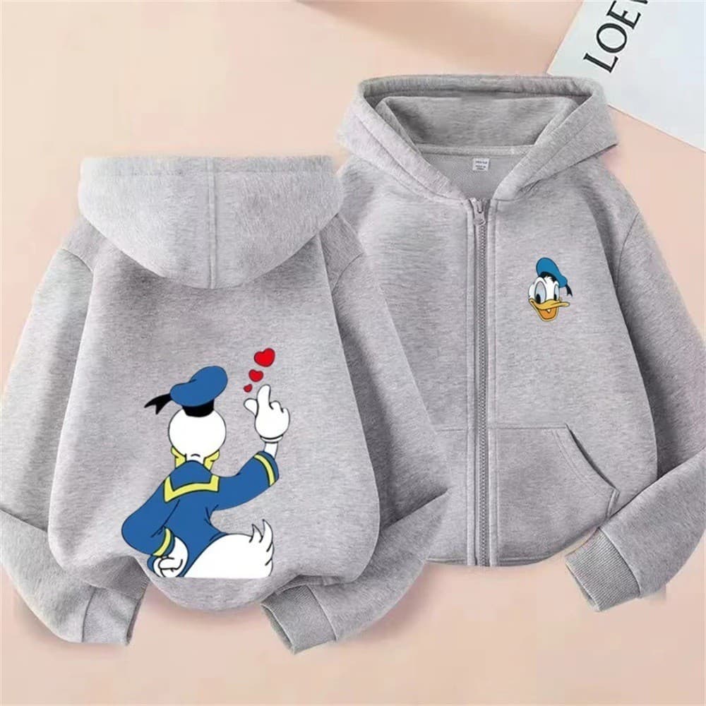 Mickey and Minnie Donald Duck Kidsren's Tops Zip-Up Sweatshirt Outwear Boys Black Girls Kidsren's Sweatshirt