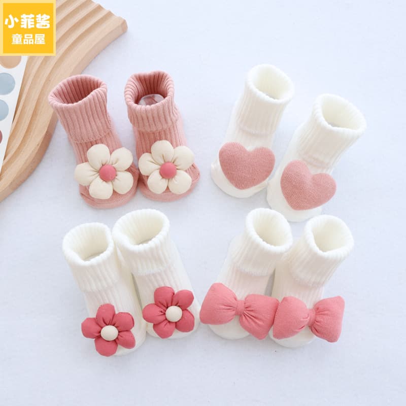 Newborn baby socks spring autumn non-slip loose cuff cute super adorable princess infant mid-calf socks baby socks