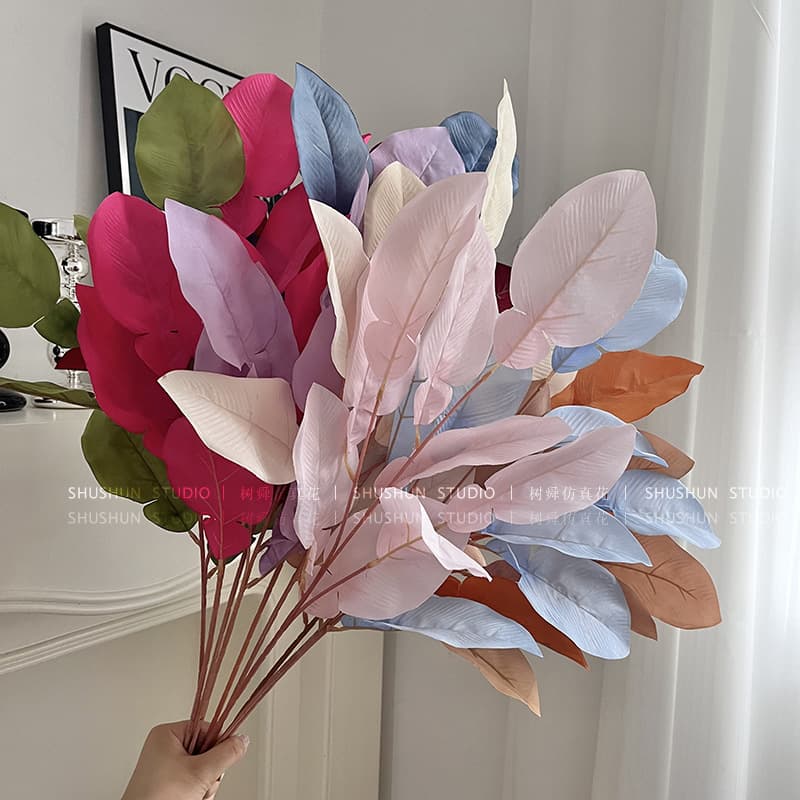 Wholesale 9-Leaf Pomelo Leaf Artificial Foliage Wedding Large Leaf Material Wedding Ceiling Hanging Floral Photography Scene Decoration Artificial Flowers
