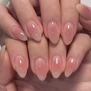 Xiaohongshu Viral Blush Nails Simple Gradient Press-On Nails Export Hot Selling Nail Tips Wholesale