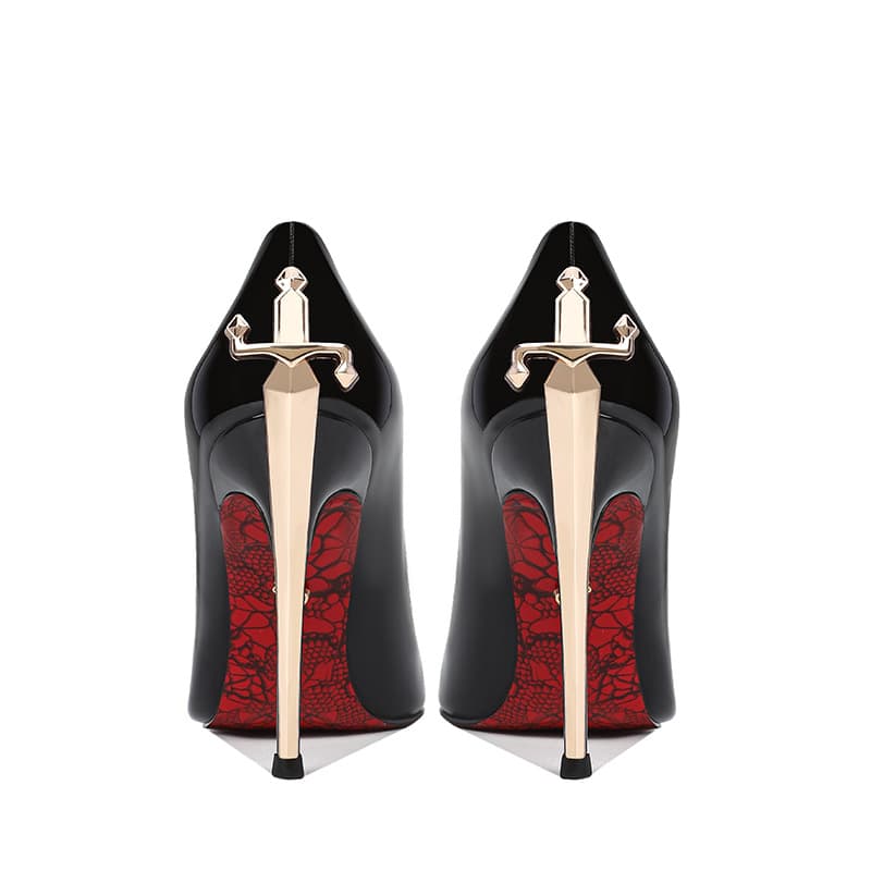 High-heeled shoes for women 2026 European and American new style sharp sword metal elements pointed stiletto heels beautiful temperament high-end sexy royal sister