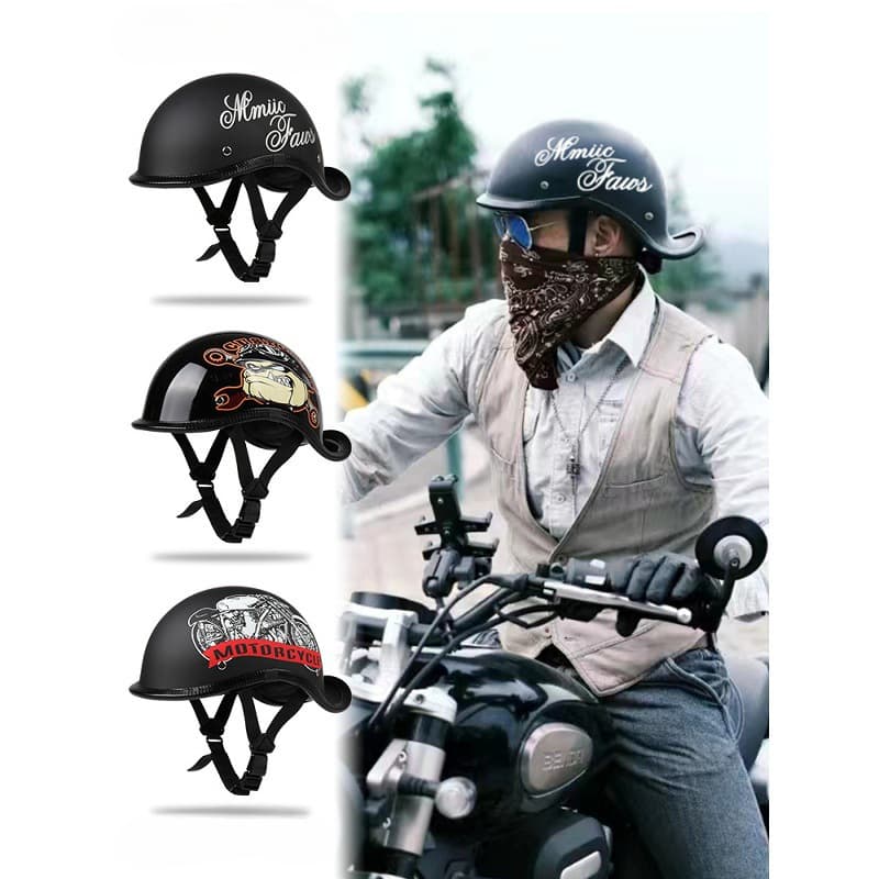 Retro Helmet, Bowl Style with Raised Tail, Japanese Design, Unisex Four-Season, Summer Cruiser Safety Helmet, Personalized Half Helmet