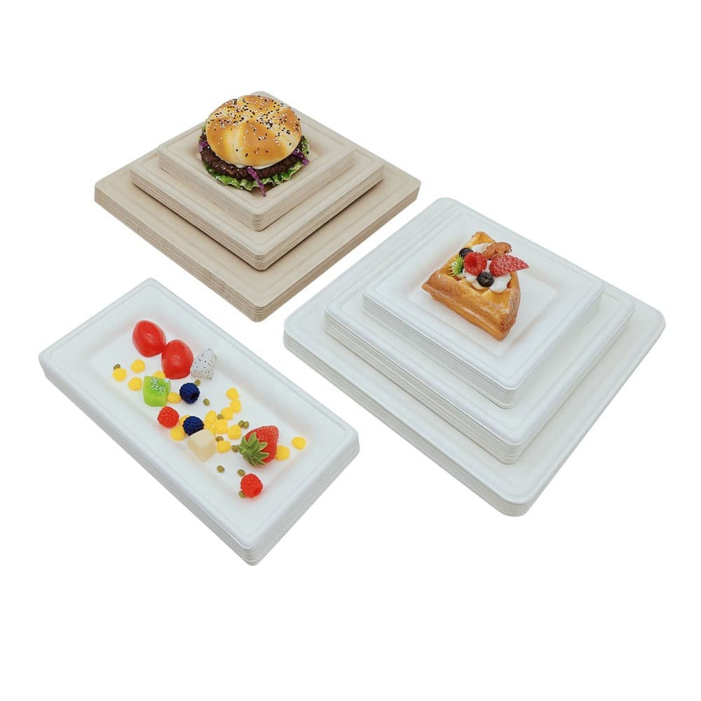 Wholesale 6-inch sugarcane pulp tableware bamboo pulp biodegradable disposable compostable square plates