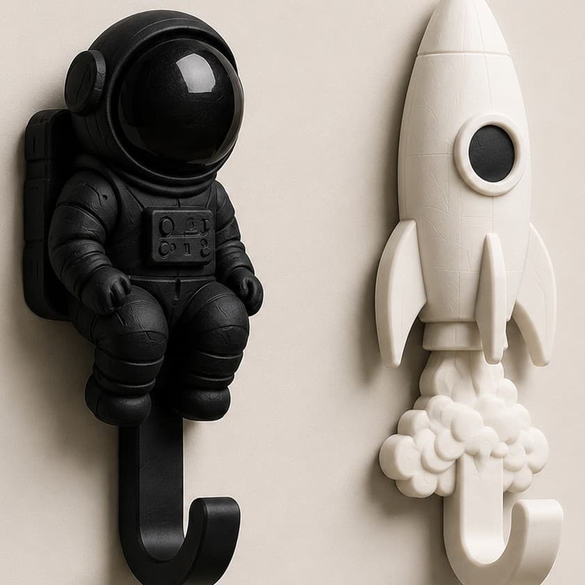 New Household Bathroom/Wardrobe 3D printed astronaut and rocket three-dimensional hook