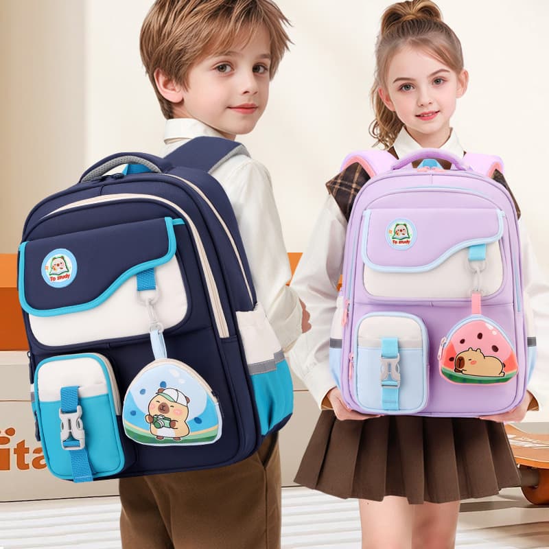 New Student Backpack Large Capacity Boys Girls Grades 1-5 Simple Cute Spine Protection Backpack