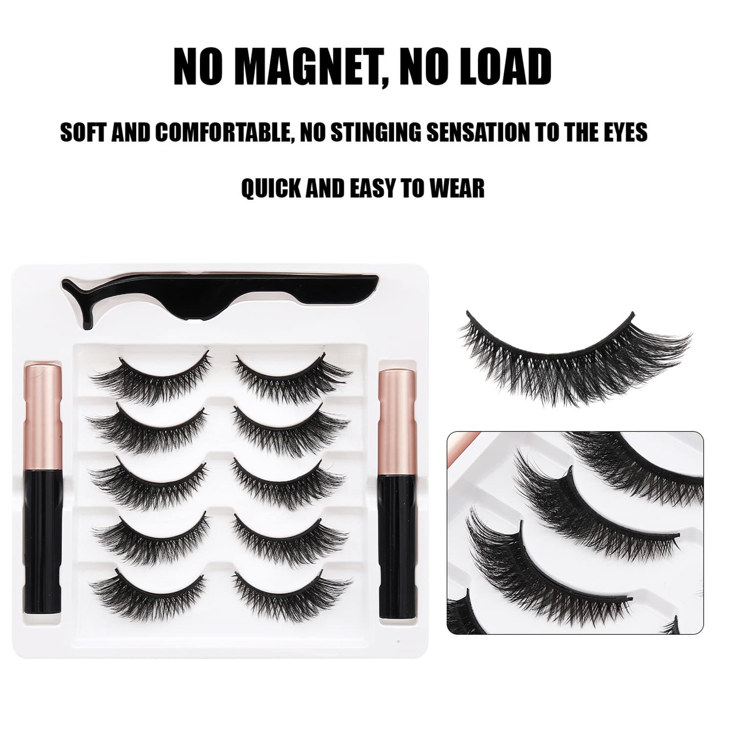 Manufacturer wholesale one piece oblique fly three pairs magnetic eyeliner false eyelashes eyelashes long realistic cross style