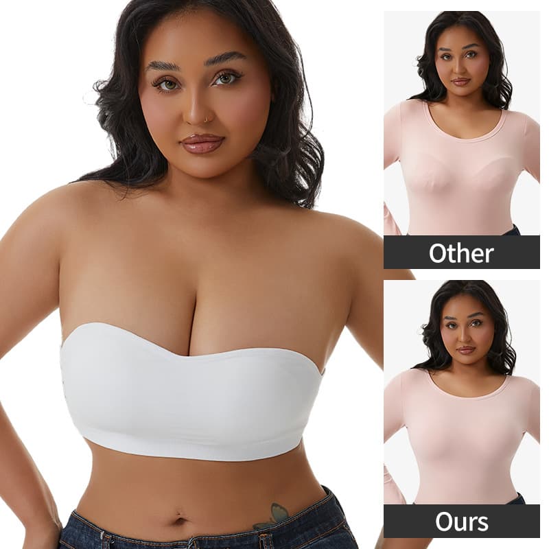 Plus Size Strapless Bra with No Underwire, High Elasticity, Anti-Slip, Non-Slip Cup, One-Shoulder Dress Invisible Lining Bra