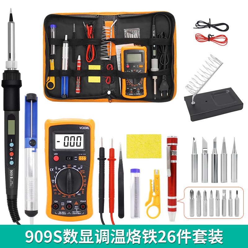 80W Digital Temperature Display Soldering Iron Kit with Multimeter Household Electronic Repair Soldering Tool Kit Welding Tools