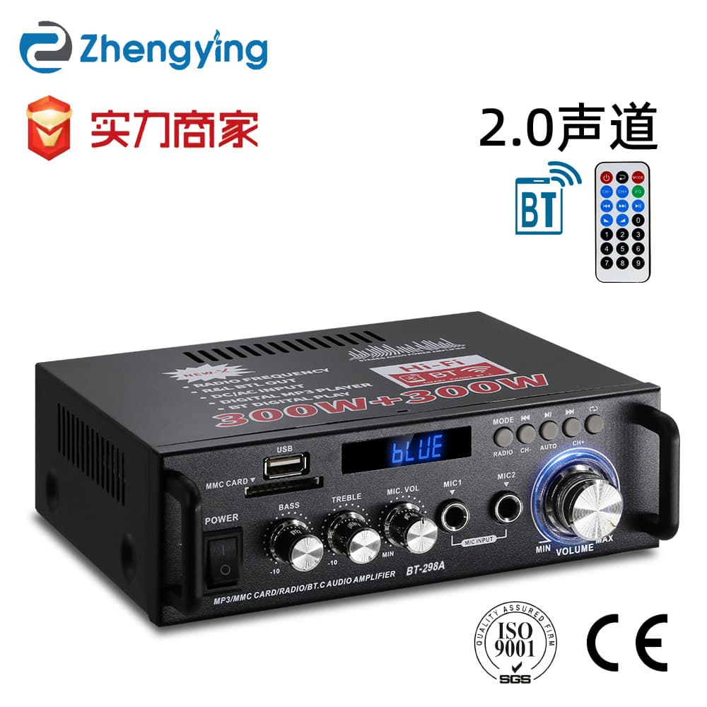 BT-298A mini small power amplifier speaker power amplification card U disk radio 12V220V Bluetooth power amplifier