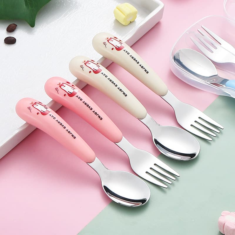 304 Stainless Steel Portable Ins-style Children's Utensils, High-Aesthetic Spoon and Fork Set, Gift Wholesale