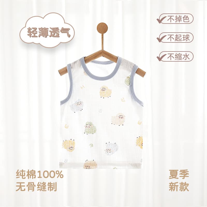 Baby Cotton Class A Summer New Vest Sleepwear for Newborns Boys Girls Sleeveless Homewear Wholesale