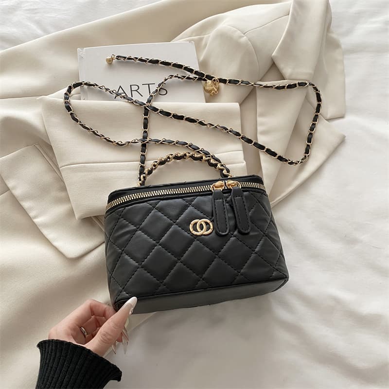 2026 Summer Women's Bag 2025 New Chanel-Style Chain Bag Lipstick Bag Lunch Box Bag Handbag Crossbody Shoulder Bag