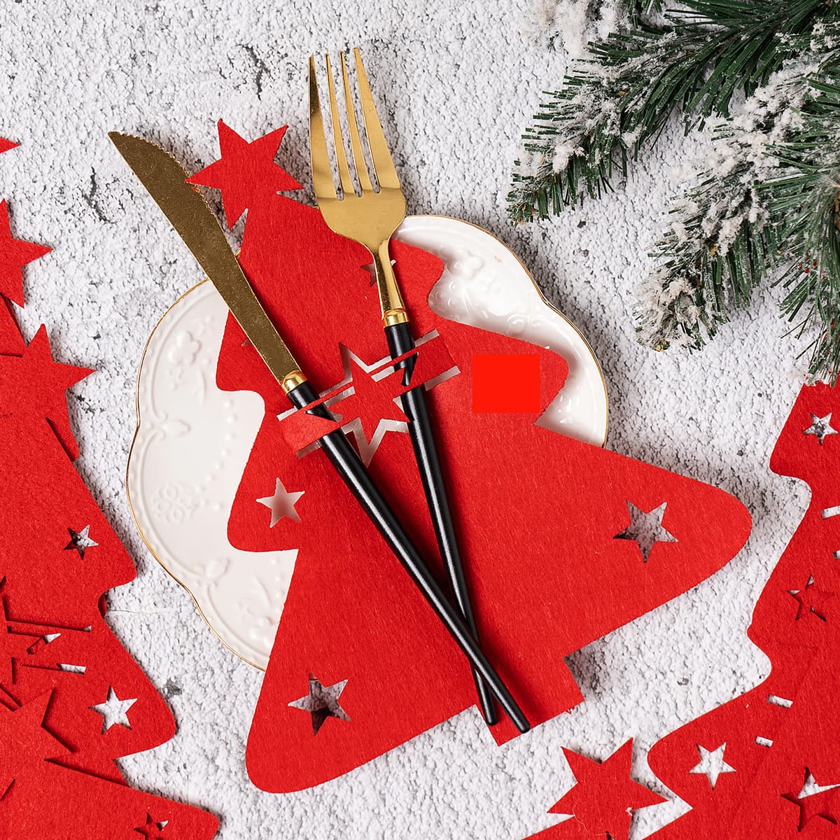 Cross-border Mini Christmas Tree Utensil Set, Christmas Ornaments, Holiday Cutlery Bag, Festive Fork and Spoon Pouch Decor