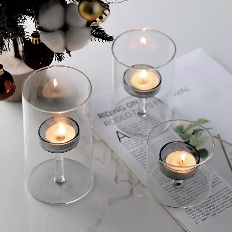 Simple small candlestick glass candle cup ornaments Western restaurant model room decorations candlelight dinner romantic props