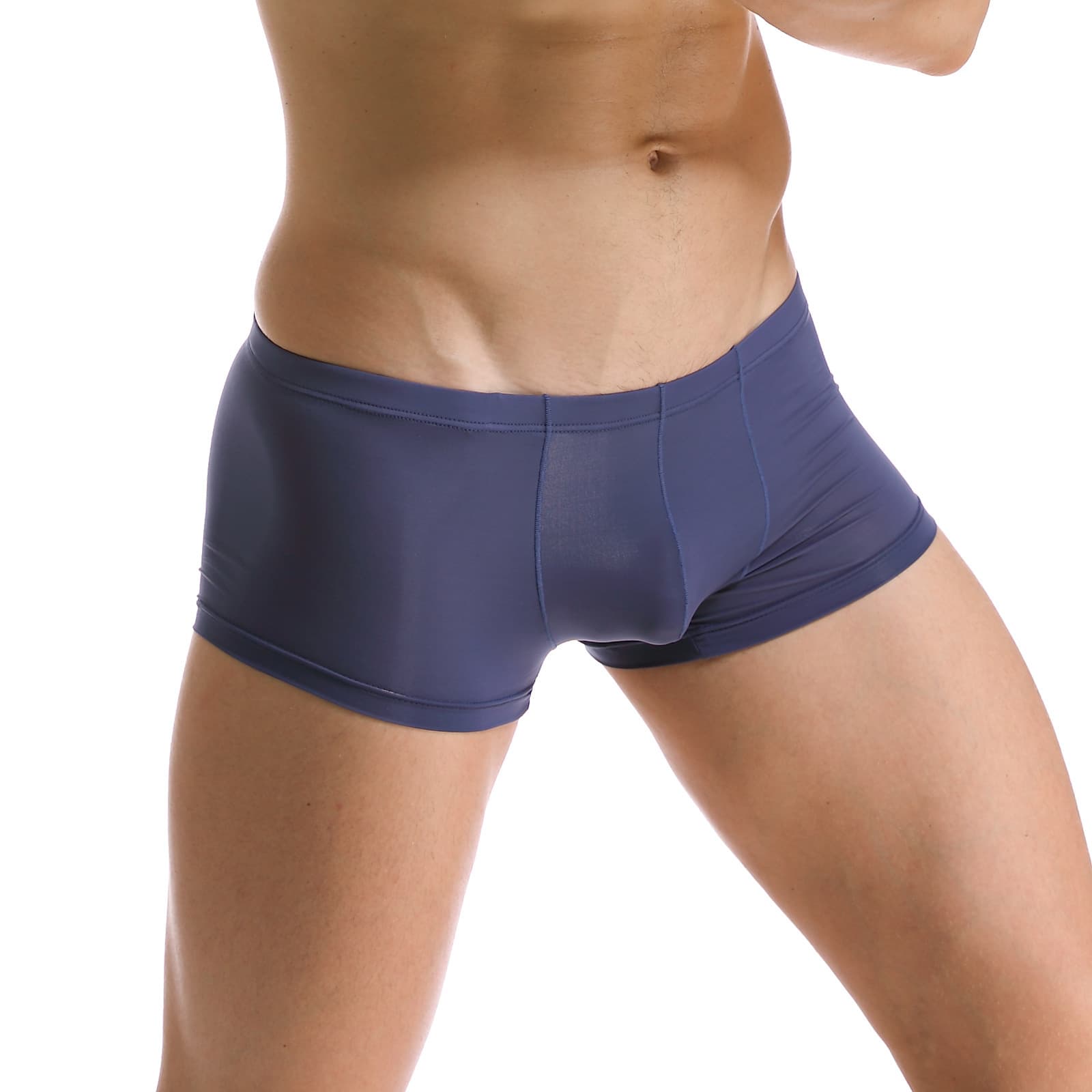 Ice Silk Men's Underwear Lightweight Breathable Seamless Boxer Briefs Sports Low Waist Solid Color Trunks Cross-Border Wholesale