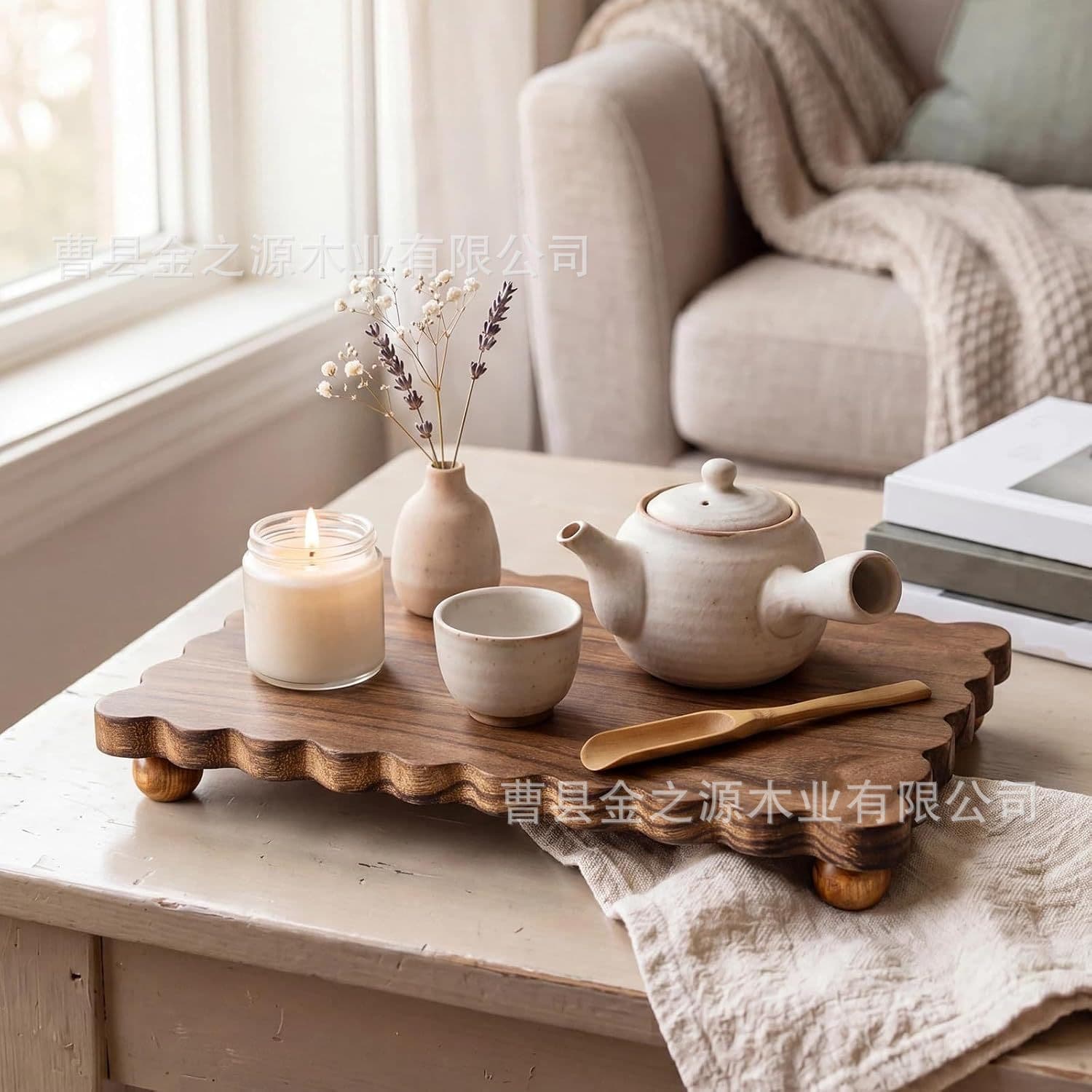 Wooden scented candle decorative stand base display tray storage rack bathroom toiletries organizer rack