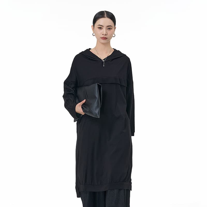 2026 Spring New Hooded Korean Style Long Sleeve Plus Size Women's Loose Casual Slimming Sport Dress 5253