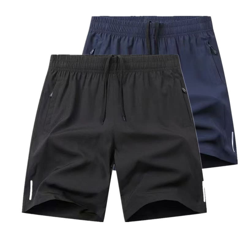 Ice Silk Shorts for Men, Casual Sports 5-Inch Shorts, Summer Thin Quick-Dry Beach Shorts with Zipper Pockets
