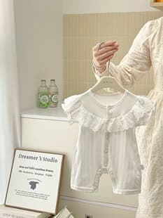 Baby Girl Bodysuit Summer Short Sleeve Thin Newborn Baby Fashion Clothes Super Cute Princess Romper Going Out White