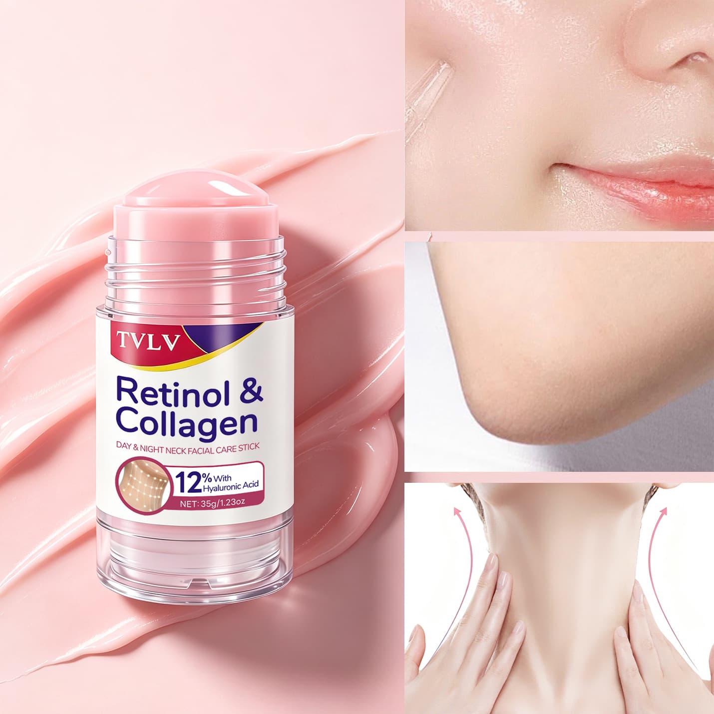 Cross-border TVLV Retinol Day and Night Neck and Face Care Stick, Firming Neck Cream, Facial Collagen Hydrating Essence Stick