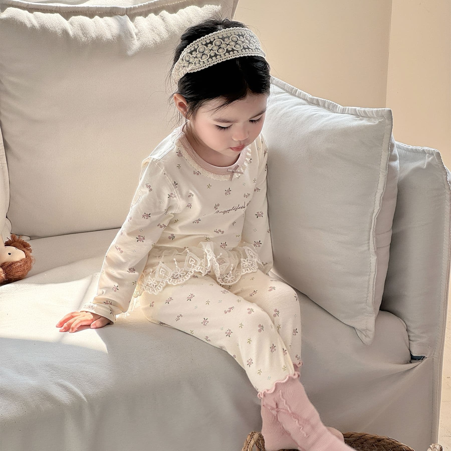 Little Fish Luoluo Class A Autumn Winter Kids Loungewear Cartoon Breathable Warm Lycra Cotton Thermal Underwear Pajama Set