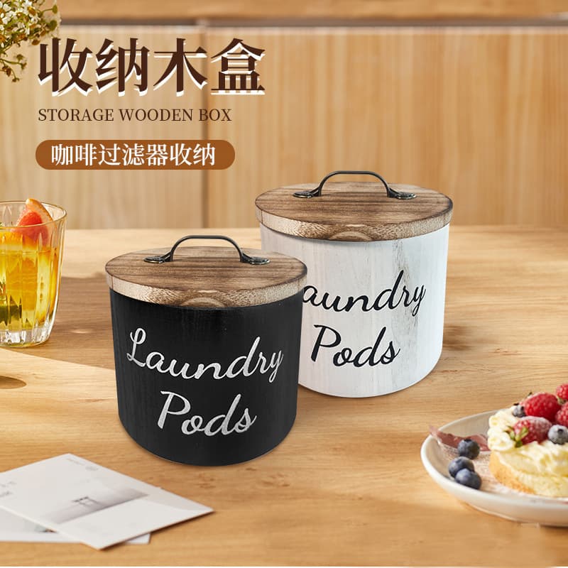 American Country Vintage Coffee Filter Wood Box Storage Container Home Storage Box Wooden Box Coffee Storage Solution