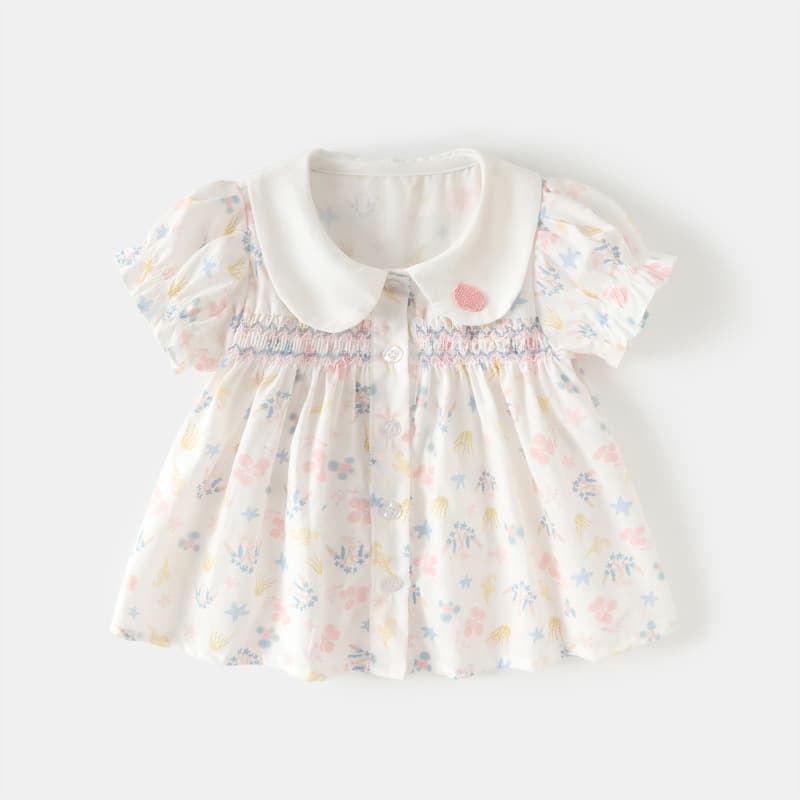Girls and children's summer clothes, new fashionable dresses, short-sleeved children's baby princess baby skirts, floral fashionable dresses