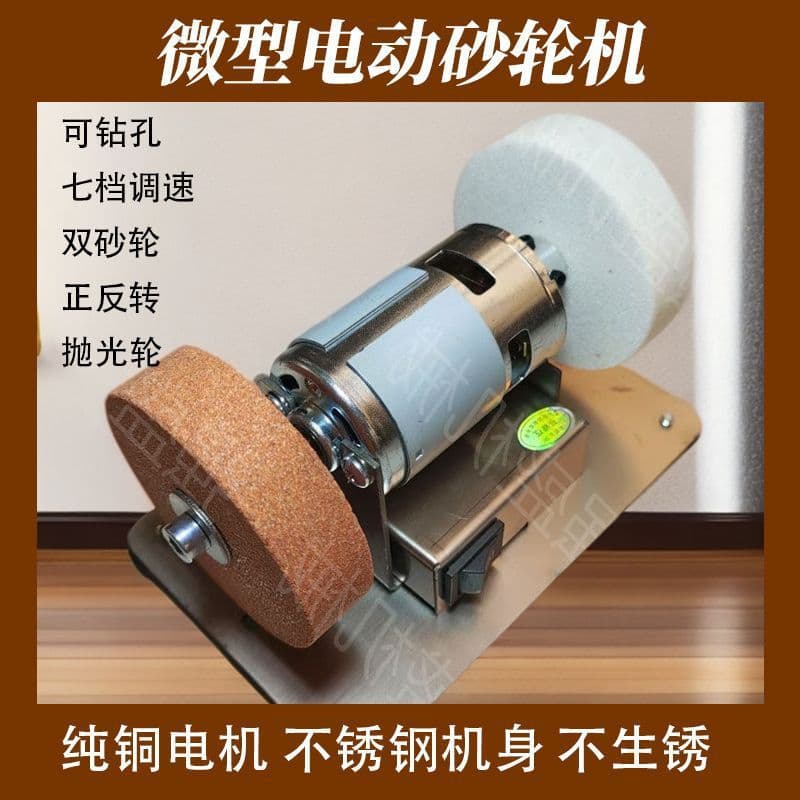 Small Bench Grinder with Dual Coarse and Fine Wheels, Household Electric Polishing and Drilling Machine, Stepless Sharpener, Amazon