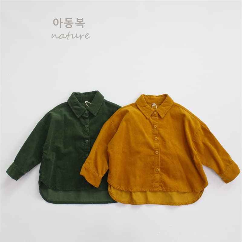 2025 Autumn Children's Shirt, Solid Color, Girls' Shirt, Korean Style, Turn-down Collar, Corduroy, Versatile Boys' Top Wholesale