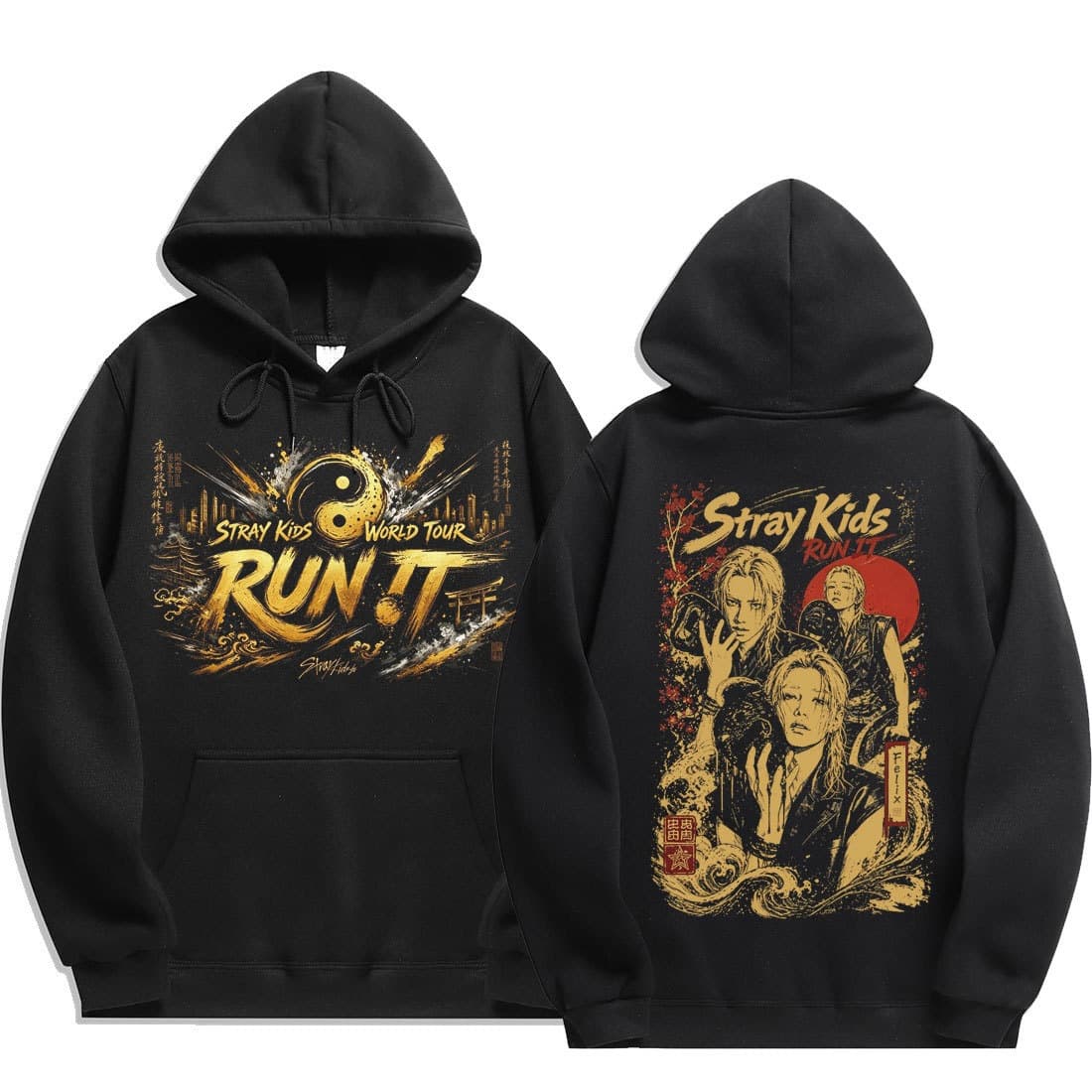Stray Kids World Tour Run It skz Merchandise Combo Threaded Hoodie Sweatshirt Wholesale