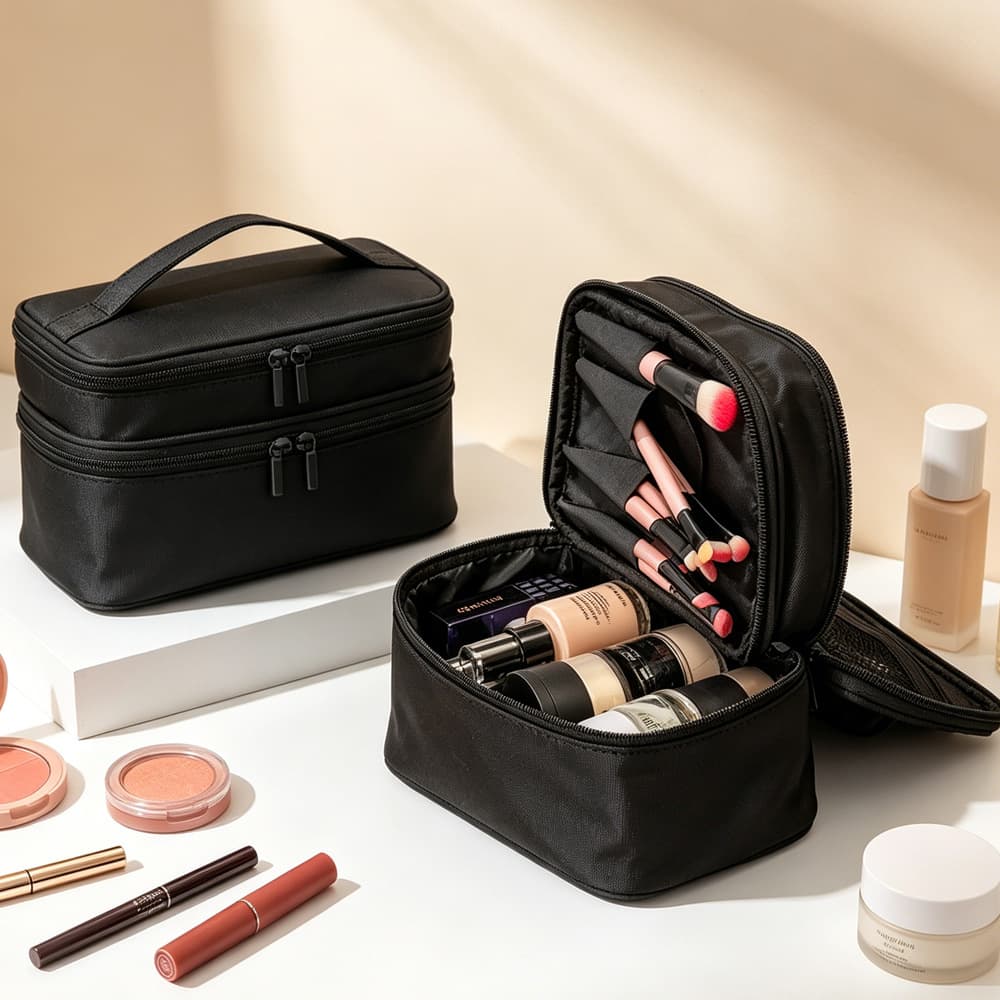 Korean-style Ins makeup bag, double-layer cosmetic tool bag, handbag portable wash bag, lipstick touch-up storage bag, waterproof