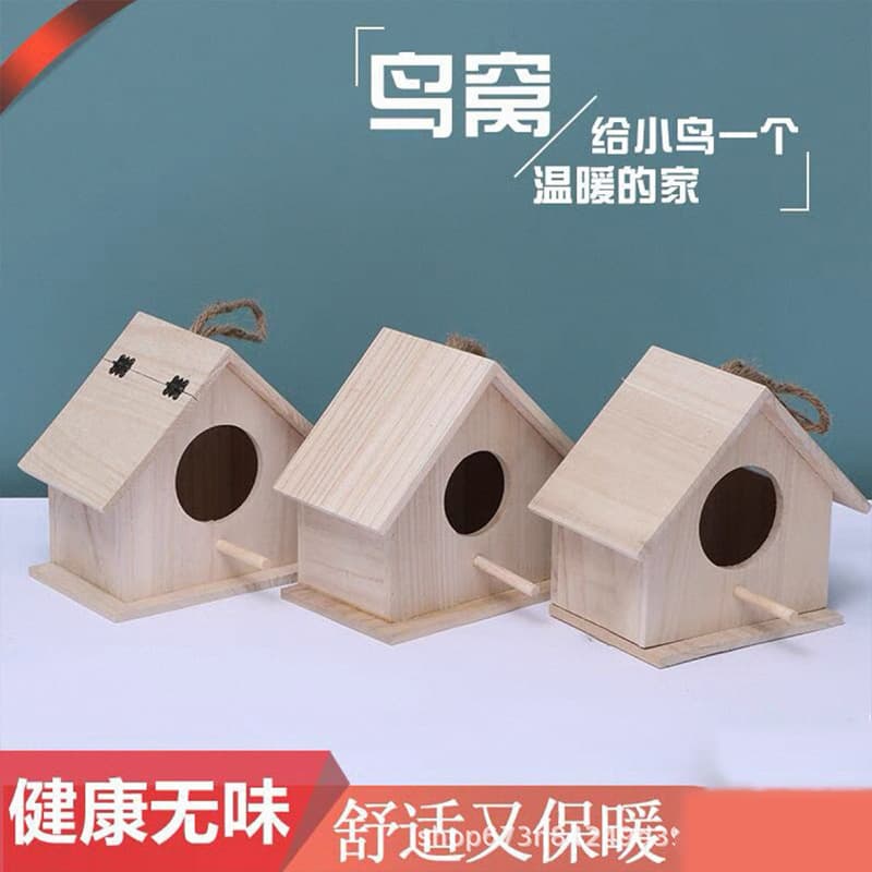 Bird Nest Parrot Breeding Box Hanging Nest for Lovebirds, Budgies, Cockatiels Wooden Bird House Large Space Birdcage