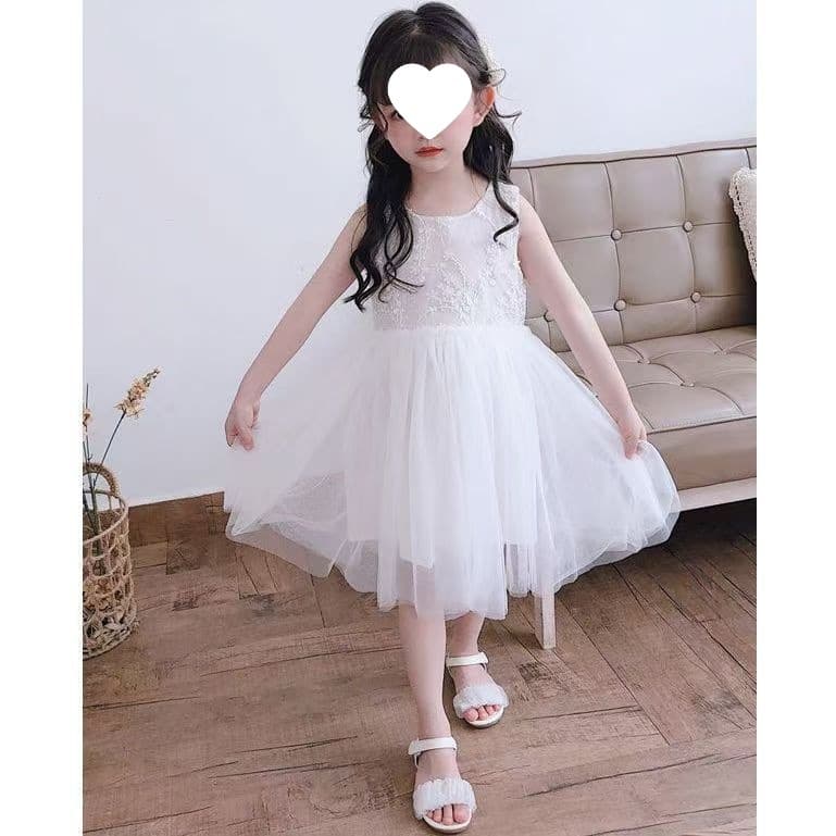 Girls summer princess dress fashionable fluffy white gauze skirt western style children's sleeveless vest dress super fairy