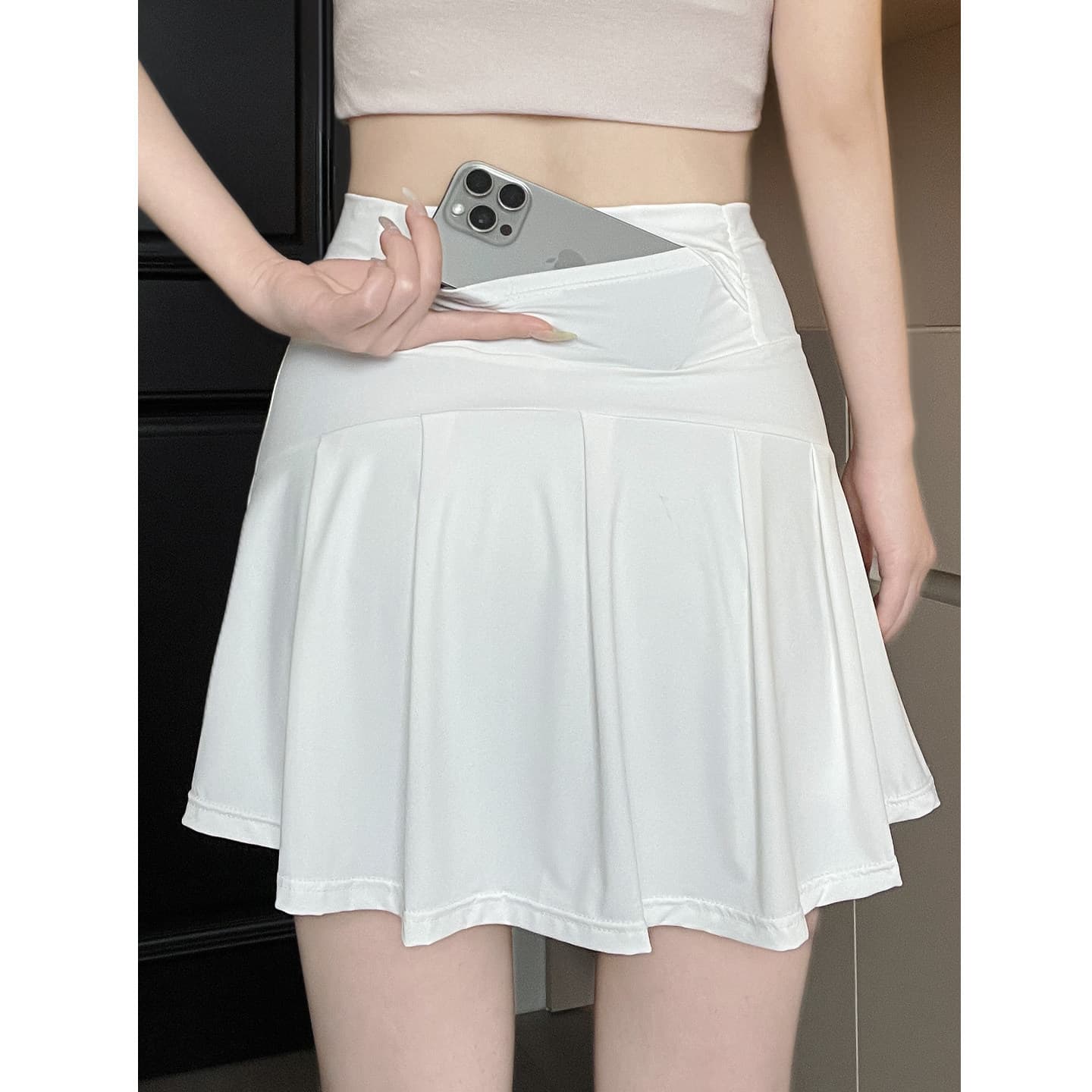 White Sports Mini Skirt Yoga Half Skirt Women Summer 2026 New A-Line Tennis Skirt A-Line High Waist Skort