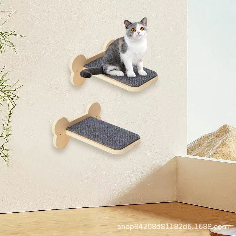 Wooden Cat Climbing Shelf Wall-Mounted Cat Ladder Rack for Home Pet Use